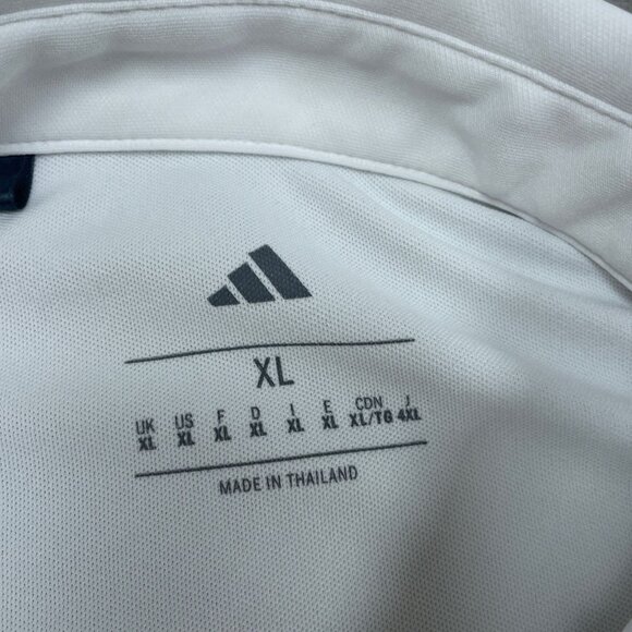 Adidas Mens White Polo Shirt XL Floral Chest Print Short Sleeve a0502 - Picture 2 of 7